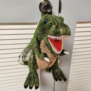 Kids T-Rex Green Dinosaur Backpack Plush Adjustable Straps